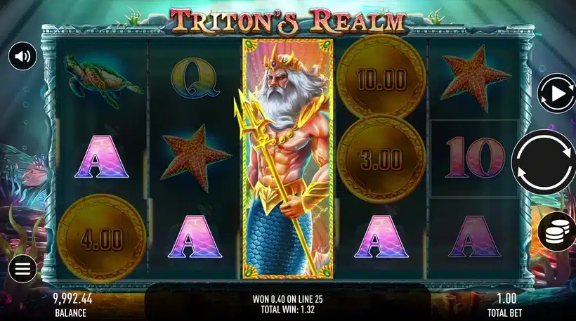 Функция {бесплатных вращений} запускается в игровом автомате {Triton's Realm} от разработчика {Gamebeat}.